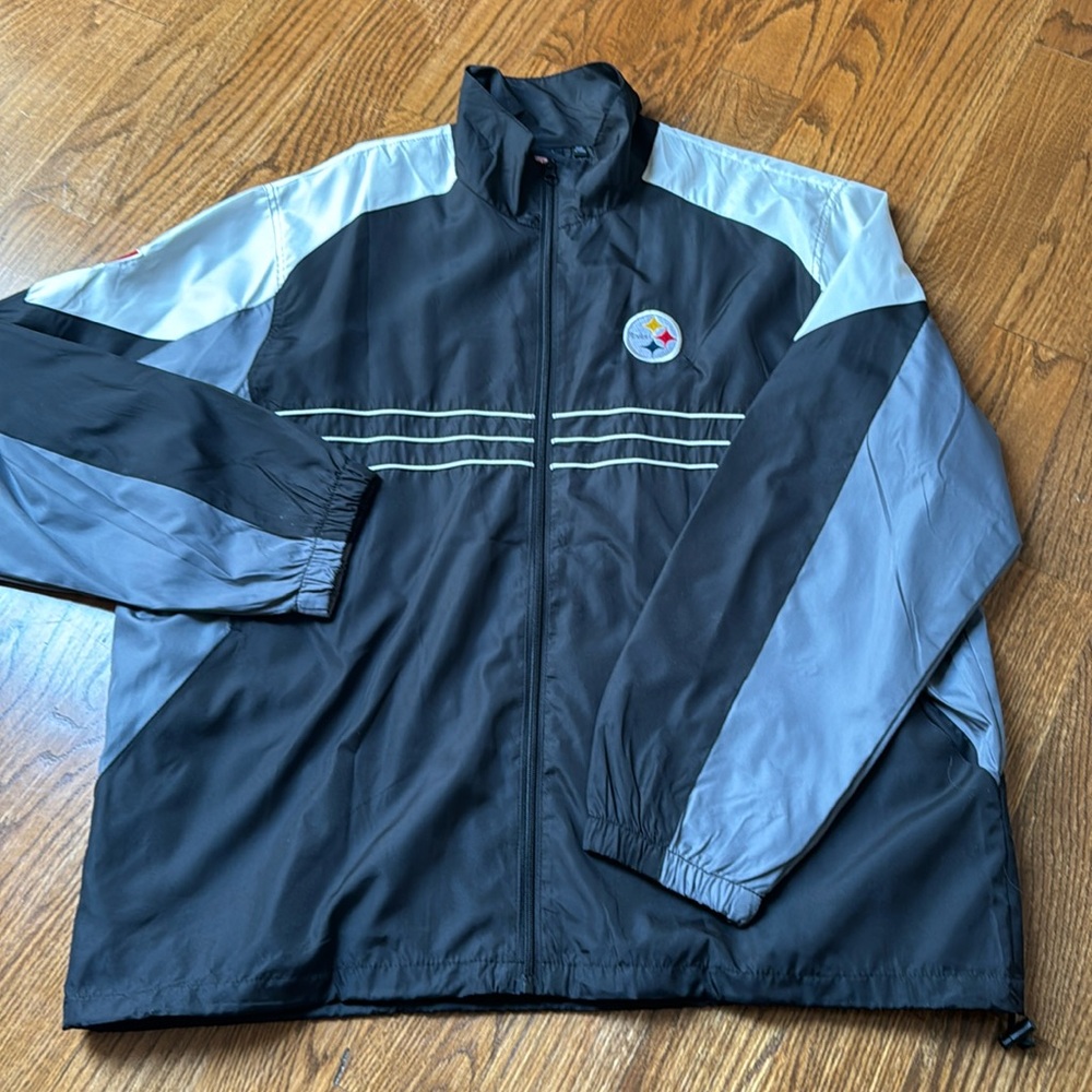 🔥NFL Reebok full zip windbreaker jacket STEELERS - XL